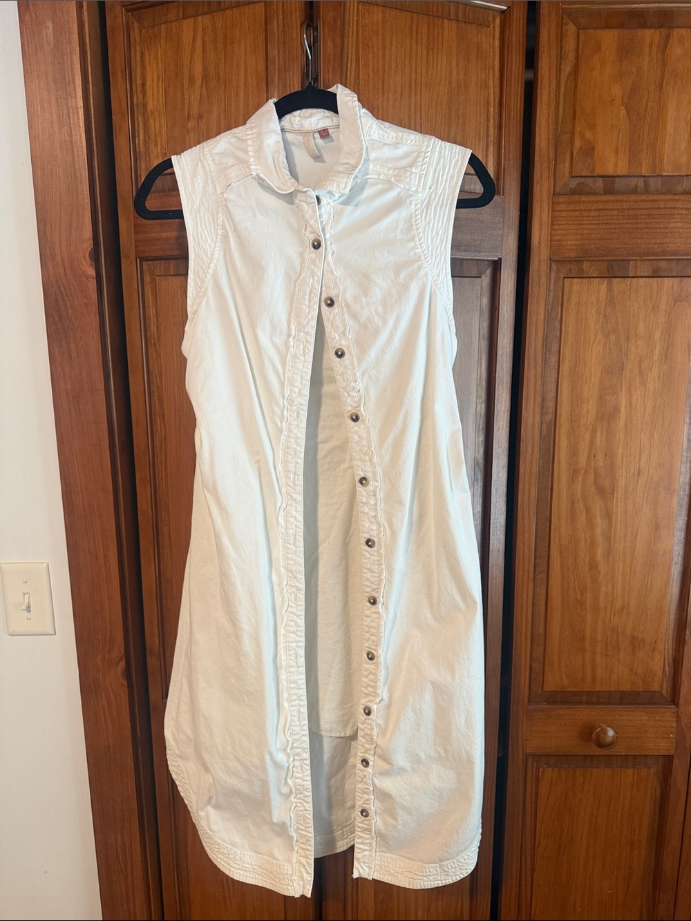 Sleeveless White Button-Front Shirt Dress - Pilcro